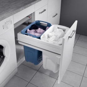 Картинка Hailo Система хранения белья LAUNDRY CARRIER 66 л, выдвижной фасад 500 мм, белый/синий