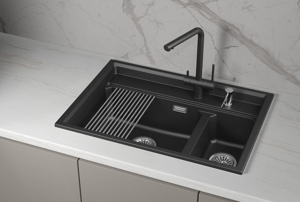 Фото Кварцевая мойка GRANULA 7302i, ШВАРЦ