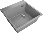 Превью картинка Гранитная мойка Rivelato TESORO 505-R 1-чаш 500*510 grigio metallizzato #2
