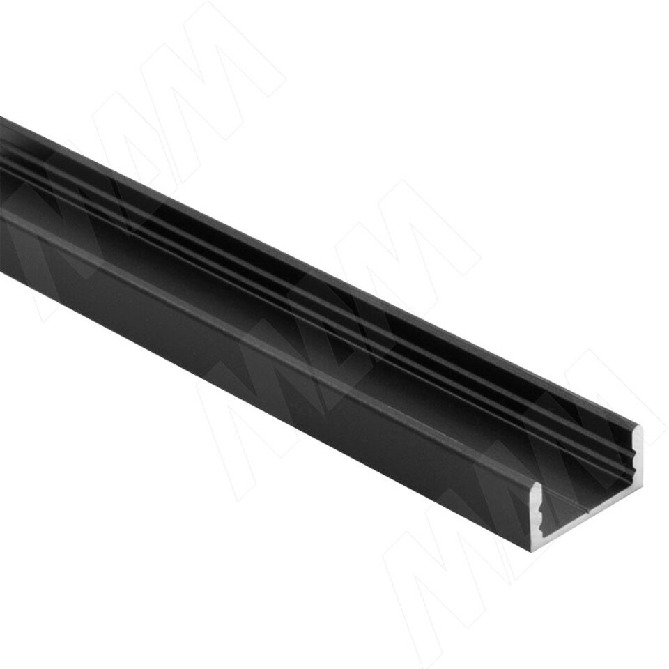 Фото PULSE Профиль SM1, накладной, черный, 16х7,5мм, L-3000 (LSP-SM1-ALU-3-BL)