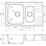 Превью картинка Металлическая мойка Omoikiri Sagami 79-2-IN нерж. сталь/нержавеющая сталь #3