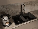 Превью картинка Смеситель для кухни Rivelato Adria U-обр. гибкий излив с краном питьевой воды D-35мм Антрацит 501/хром #3