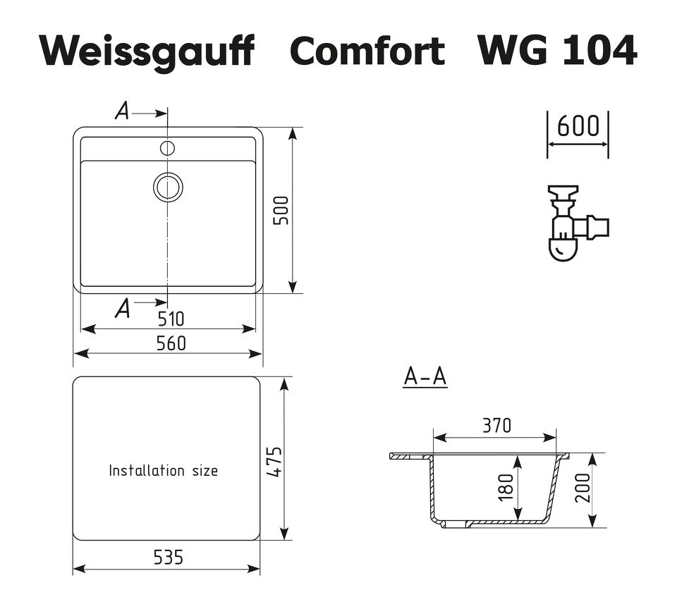 Фото Мраморная мойка Weissgauff WG 104344 Comfort Deep Space