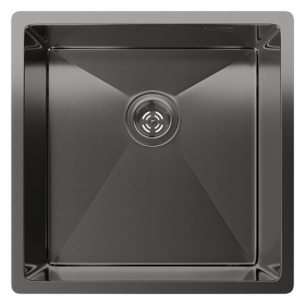 Картинка Rivelato RINOX 4444 UN PVD black нерж.стал подстольный монтаж 1 чаша 440*440*200 мм