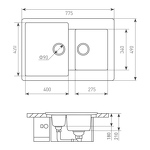 Превью картинка Гранитная мойка Zigmund & Shtain RECHTECK 400.275 Каменная соль #3