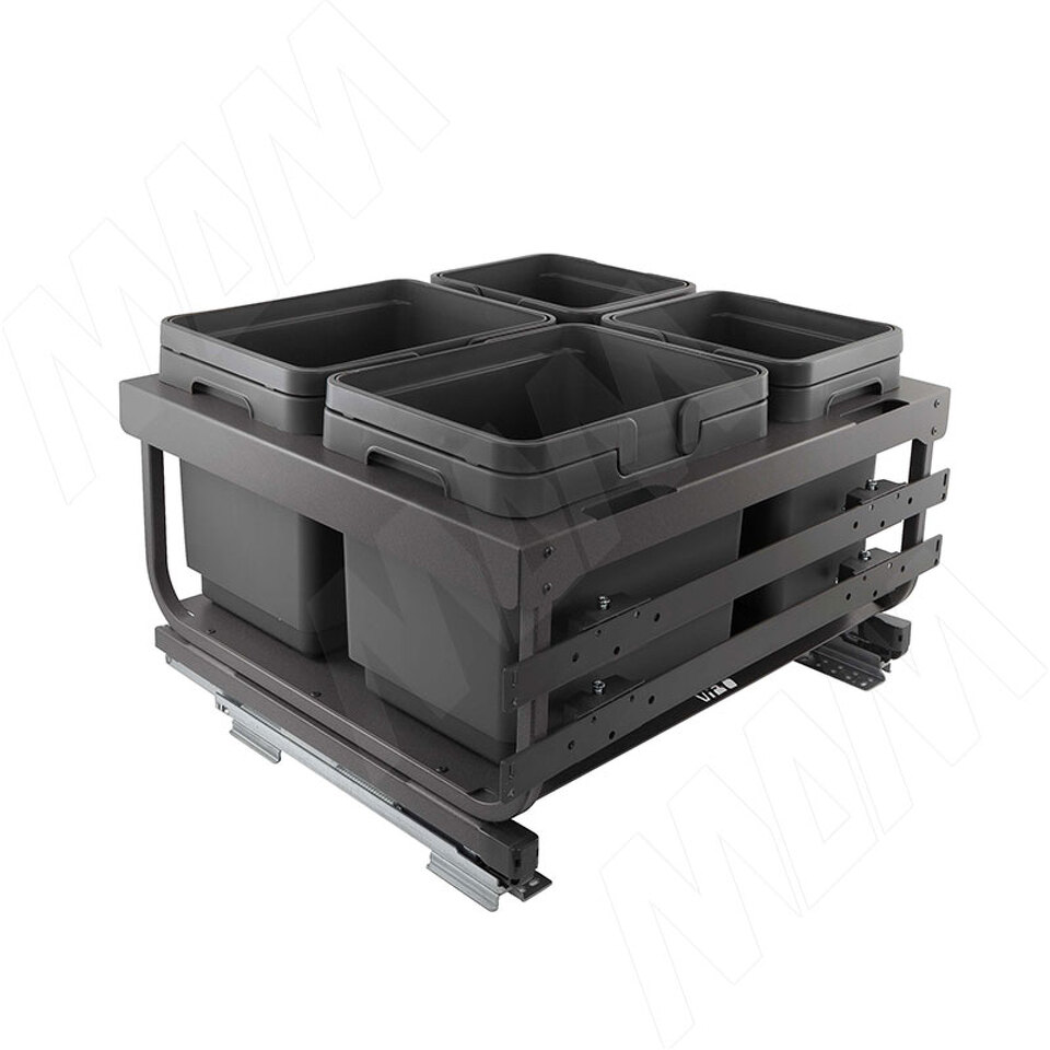 Фото Vibo KOMBI 2.0 MINI M60W Система сортировки и хранения, 4 емкости (12л+12л+7л+7л), креп. фасада, полн.выдв., плавн.закр. направл. Nova Pro (MKOMBI2GME604SCGM)