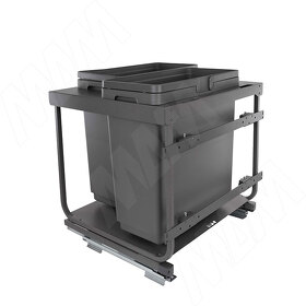 Картинка Vibo KOMBI 2.0 M60W Система сортировки и хранения, 2 емкости (33л+33л), креп. фасада, полн.выдв., плавн.закр., направл. Nova Pro, без крышек (KOMBI2GME602SCGM)