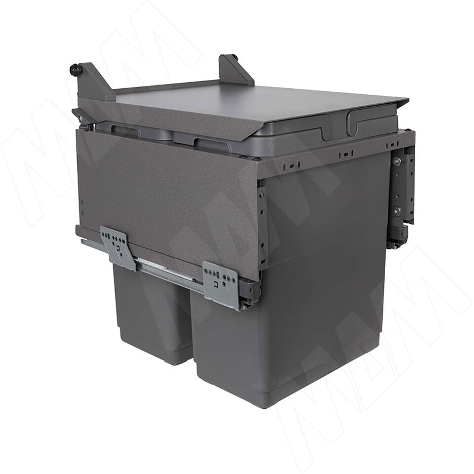 Фото Vibo GLOBE 2.0 M45A Система сортировки и хранения, 2 емкости (30л+30л), креп. фасада, полн.выдв., плавн.закр., направл. Nova Pro, автоматическая крышка. (PG2GME452AGM)