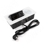 Превью картинка PULSE Выдвижной блок розеток, 265*118 мм, 1 розетка, USB, USB type-C, беспроводная зарядка, белый (RBS-S-2USB-CW-WT) #1