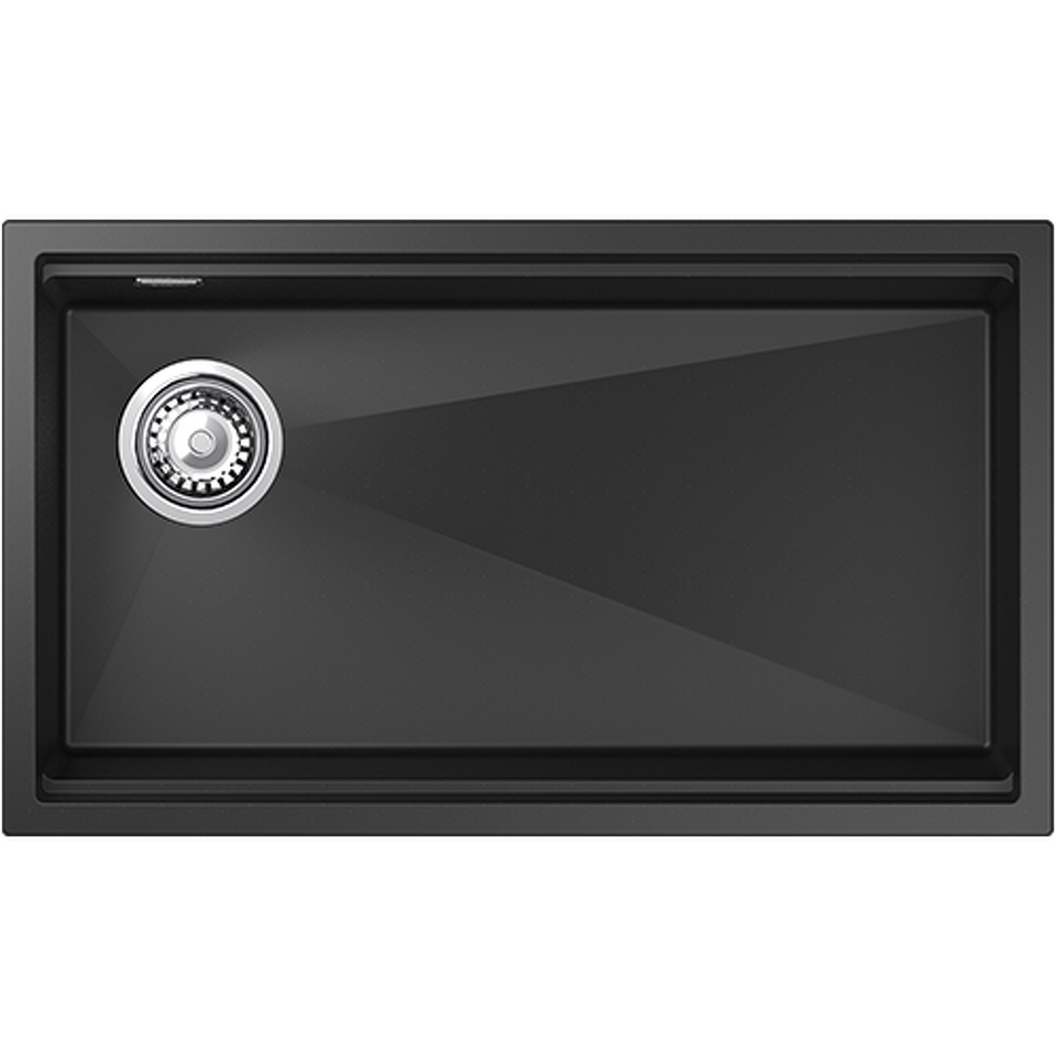 Фото Кварцевая мойка Rivelato LINO 754-L 1-чаш 750*440 Черный 502
