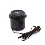 Превью картинка PULSE ПУФФ Выдвижной блок розеток, d=60 мм, 1 USB, 1 USB Type-C, 12V беспроводная зарядка, 15W, черный, PUFF (PU-60-1A1C-W-BL) #1