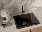 Превью картинка Гранитная мойка Rivelato BERKANA 50 подст.монтаж 1-чаш 560*430 Черный 502 #3
