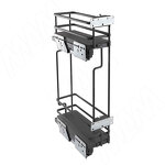 Превью картинка Vibo GALAXY Двухуровневая корзина в верхн. яр. 150 мм (бутылочница), бок. крепл. лев., направл. плавн. закр. Nova Pro, графит (EPQGM152SXPRPOMASVGF) #2