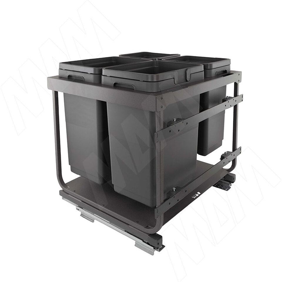 Фото Vibo KOMBI 2.0 M60W Система сортировки и хранения, 4 емкости (20л+20л+10л+10л), креп. фасада, полн.выдв., плавн.закр., направл. Nova Pro, без крышек. (KOMBI2GME604SCGM)
