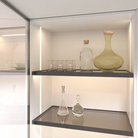 Картинка Duslar Полка GLASSIMO с подсветкой из алюминиевого профиля, ширина 967 мм, антрацит