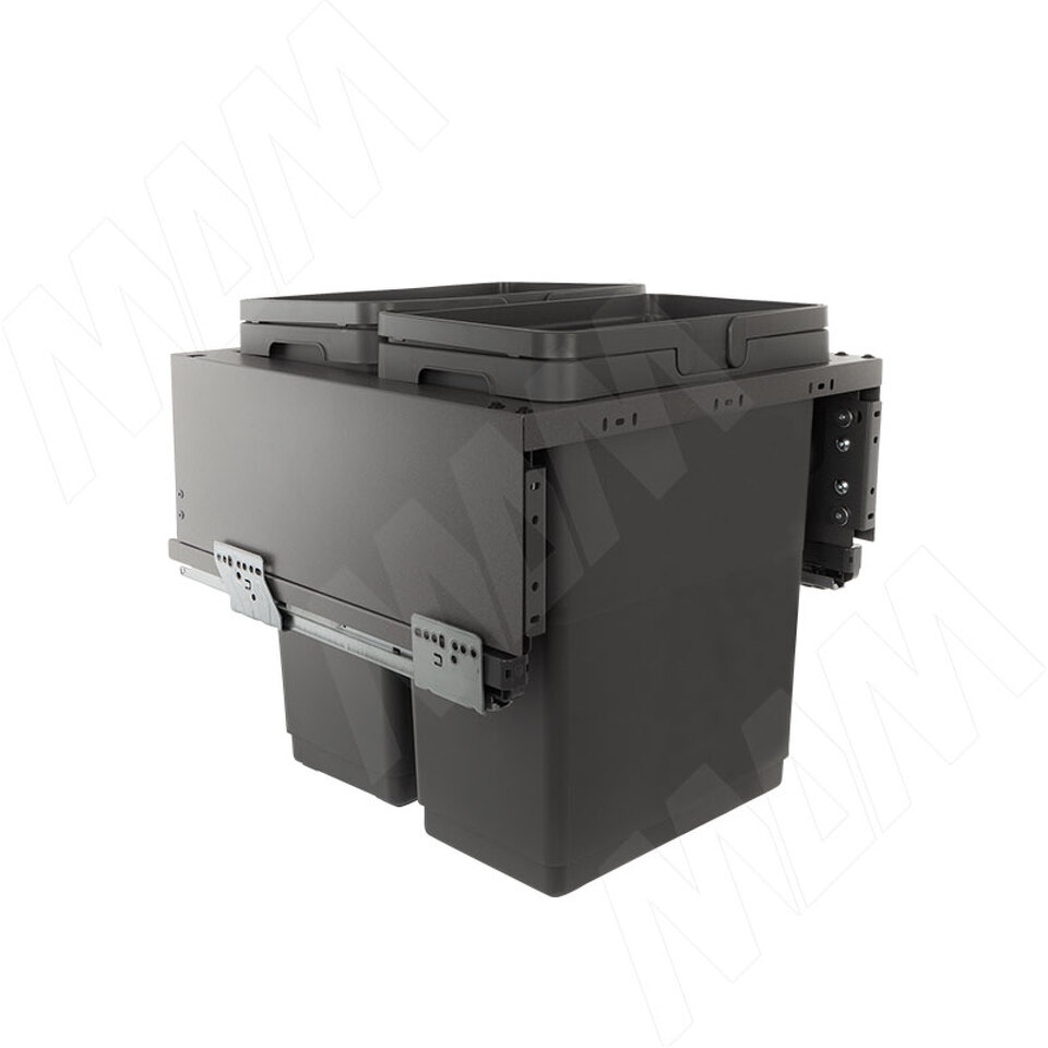 Фото Vibo GLOBE 2.0 M45W Система сортировки и хранения, 2 емкости (30л+30л), креп. фасада, полн.выдв., плавн.закр., направл. Nova Pro, без крышек. (PG2GME452SCGM)