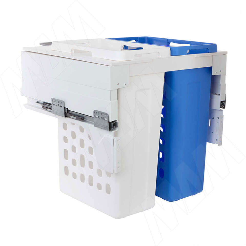 Фото PULSE HAMPER LM60 Корзина для белья выдвижная, 2 емкости (35л+35л), напр.полн.выдв., плавн.закр., цвет белый (LHM602-70WT)