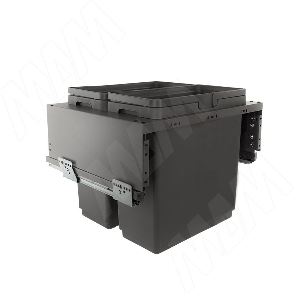 Фото Vibo GLOBE 2.0 M60W Система сортировки и хранения, 2 емкости (33л+33л), креп. фасада, полн.выдв., плавн.закр., направл. Nova Pro, без крышек. (PG2GME602SCGM)