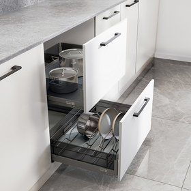 Картинка Duslar Комплект из 2-х корзин MATRIX, с держателем и без, выдвижной фасад 600 мм, антрацит