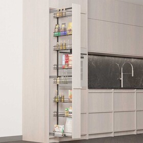 Картинка Duslar Система TALL WALL с 8 корзинами 87 мм, высота 1850 мм, выдвижной фасад от 150 мм, антрацит