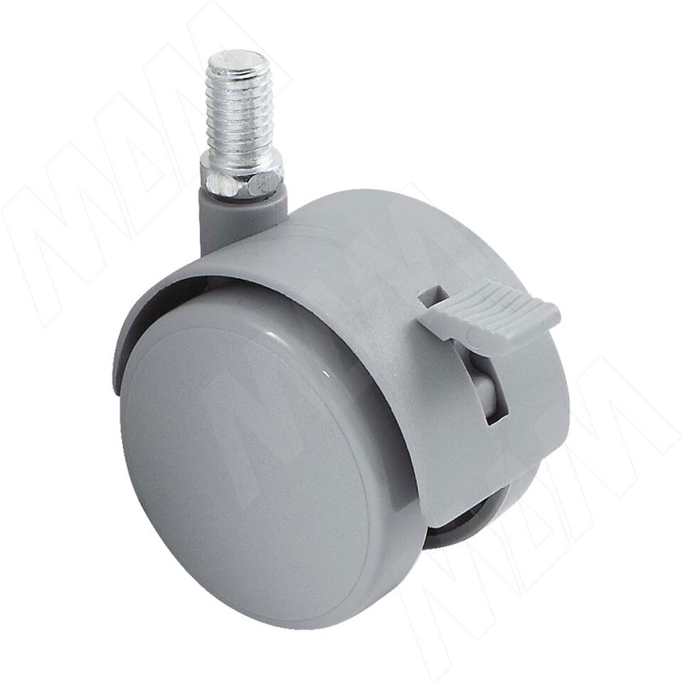 Фото PULSE Опора двухколесная с винтом M10, D50 мм, со стопором, серая (OK-50/2-CT/GR),  Мебельное колесо
