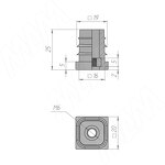 Превью картинка PULSE Подпятник для квадратной трубы 20x20 мм, с резьбой М6, черный (HL.S.20X20.M6.BL) #3