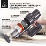 Превью картинка Пылесос Lex LXVCS 7073 пылесос беспроводной, вертикальный, сухой уборки ( серый) #3
