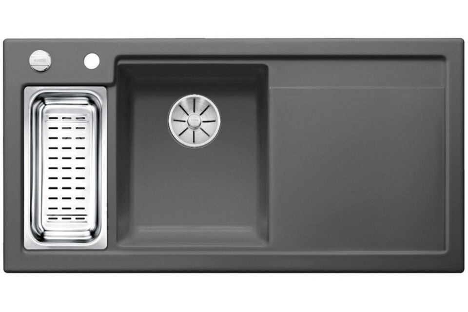Фото Гранитная мойка Blanсo AXON II 6 S (чаша слева) керамика PuraPlus базальт  с кл.-авт. InFino