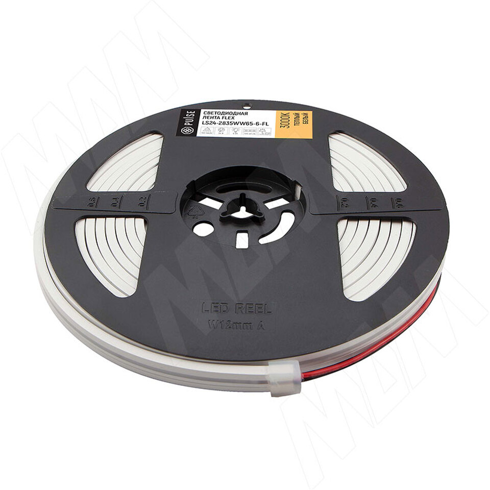 Фото PULSE ЛЮКС ФЛЕКС Лента светодиодная 2835/120, 24V, 5 м, гибкая, основание 4 мм, CRI 90, теплый белый 3000К, IP65, 6W/1м, LUX, FLEX (LS24-2835WW65-6-FL)