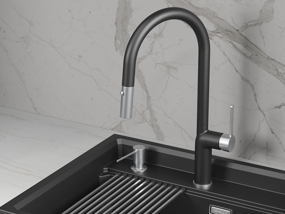 Фото Смеситель для кухни GRANULA 9010, ШВАРЦ