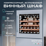 Превью картинка Шкаф винный встраиваемый Meyvel Винный холодильник (шкаф) компрессорный MEYVEL MV31PRO-KWB1 #28