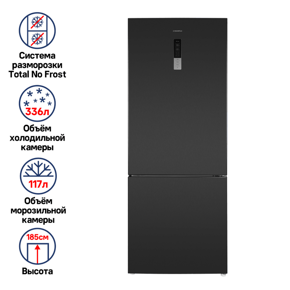 Фото Холодильник с нижней морозилкой Maunfeld MFF1857NFSB