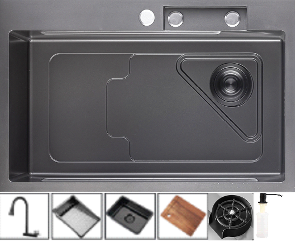 Фото Металлическая мойка GranFest 7246 PVD графит