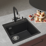 Превью картинка Гранитная мойка Rivelato TESORO 455-L 1-чаш 450*510 Антрацит 501 #4