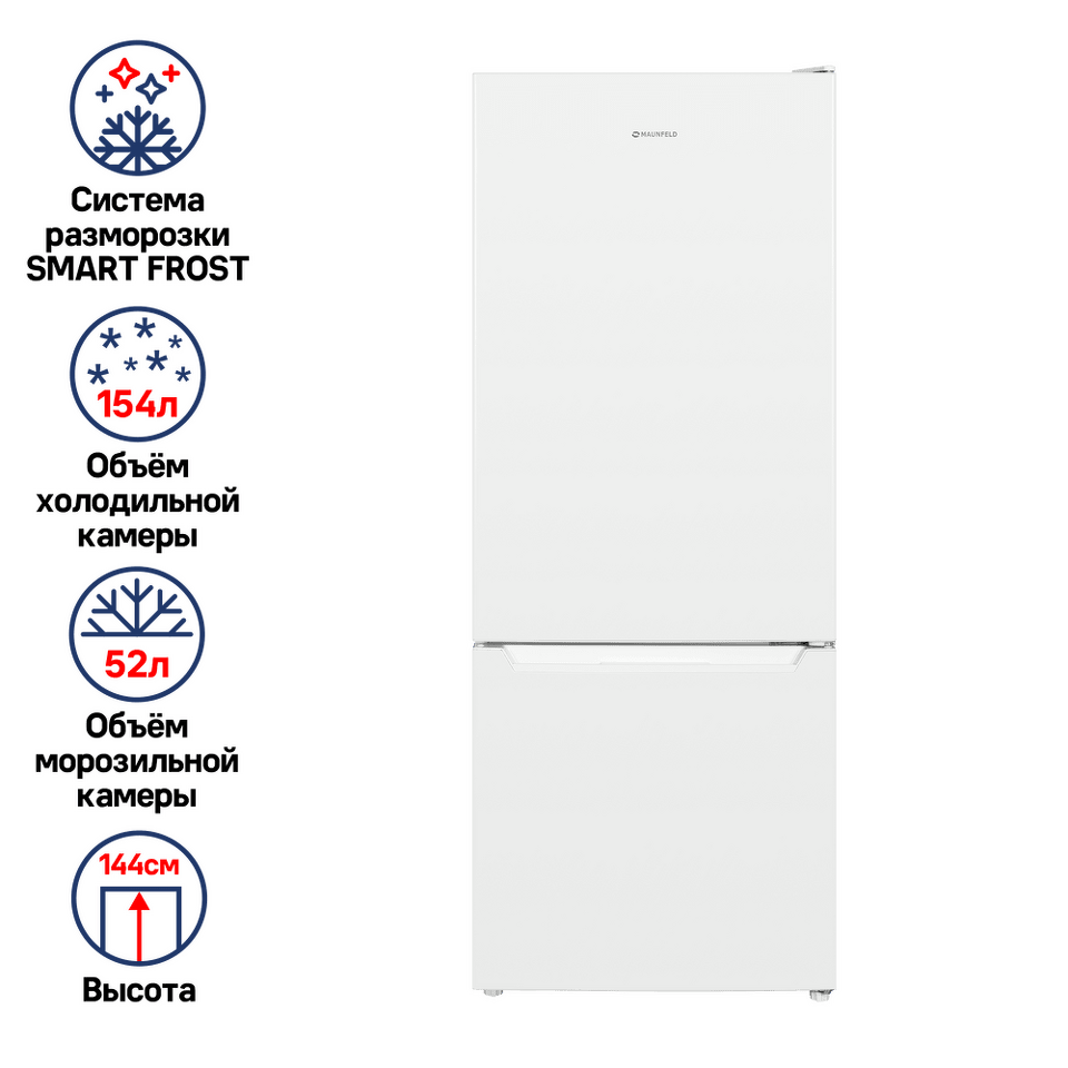 Фото Холодильник с нижней морозилкой Maunfeld MFF144SFW