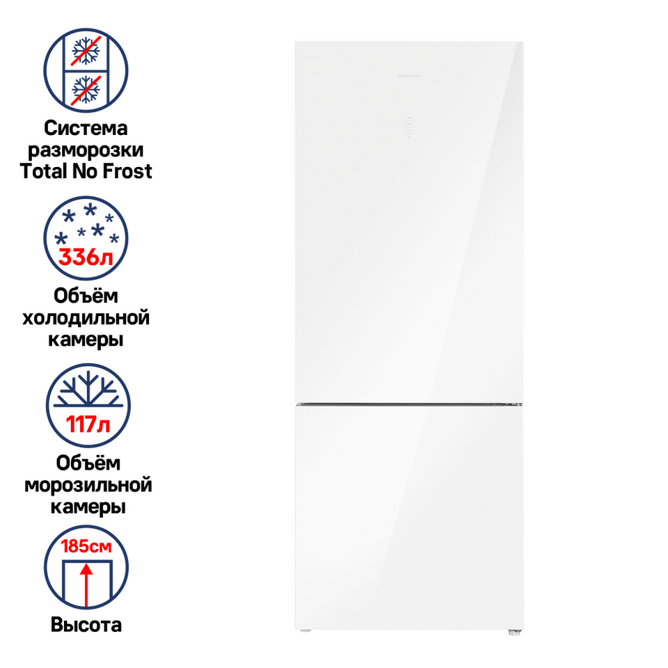 Фото Холодильник с нижней морозилкой Maunfeld MFF1857NFW
