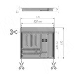 Превью картинка Elletipi UPPO Лоток кухонный для столовых приборов для ящика c фасадом 600мм, цвет серый базальт (R160SC9740) #4