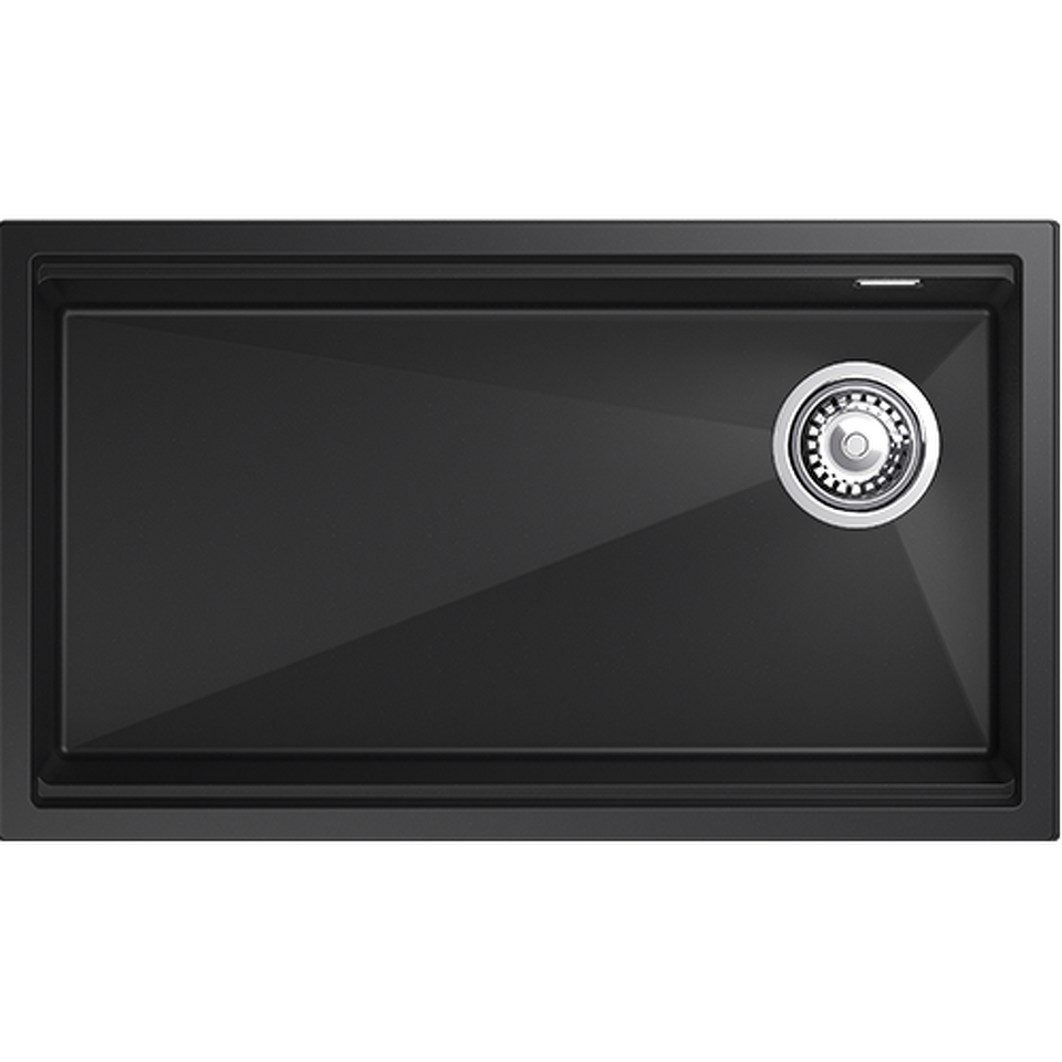 Фото Кварцевая мойка Rivelato LINO 754-R 1-чаш 750*440 Черный 502