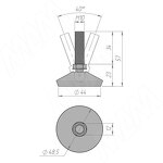 Превью картинка Permo Ножка мебельная на подвижном шарнире, М10x34, черная (PI77 PNE) #2