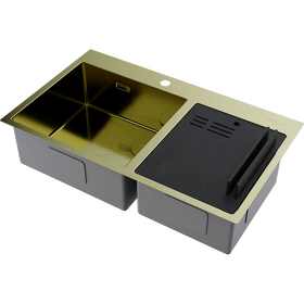 Картинка Omoikiri Akisame 86-2 Side-LG нерж. сталь/светлое золото