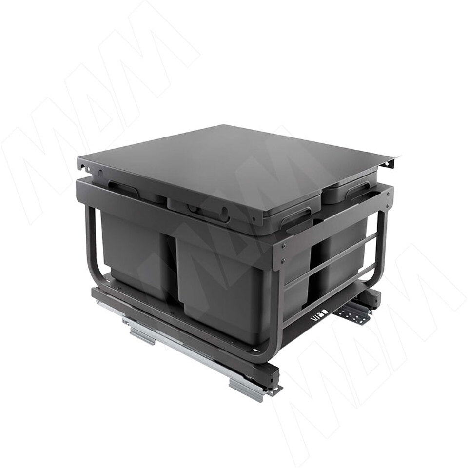 Фото Vibo KOMBI 2.0 MINI M45W Система сортировки и хранения, 3 емкости (16л+7л+7л), креп. фасада, полн.выдв., плавн.закр. направл. Nova Pro, крышка-полка (MKOMBI2GME453SCGMRF)
