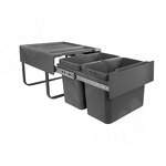 Превью картинка PULSE EASYBOX F45 Корзина встраиваемая для мусора выдвижная с доводчиком и крышкой-полкой, объём 38 (2x19) л, цвет тёмно-серый (EMB452-38DG) #2