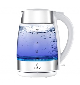 Картинка Lex LXK 3007-2,чайник стеклянный (белый)