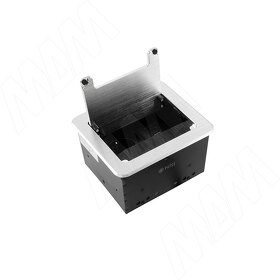 Картинка PULSE ФЛИП Блок розеток с откидной крышкой, 144*129 мм, 1 розетка, 1 USB, 1 USB Type-C, быстрая зарядка, серебро, FLIP (FU-S-1S1A1C-F-AL)