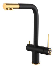 Картинка Rivelato Lugano Г-обр. с краном питьевой воды D-35мм nero/oro