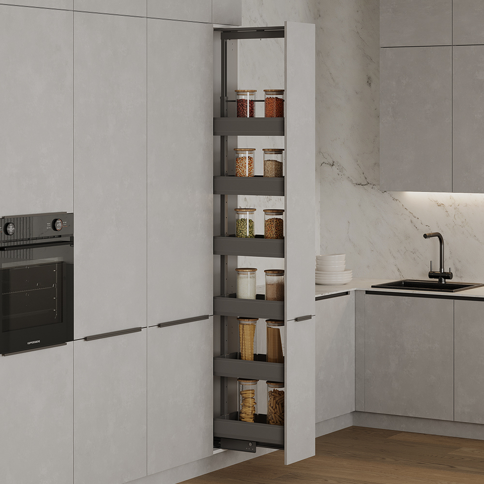 Фото Duslar Система TITAN, выдвижной фасад 300 мм, высота 1970-2270 мм, антрацит