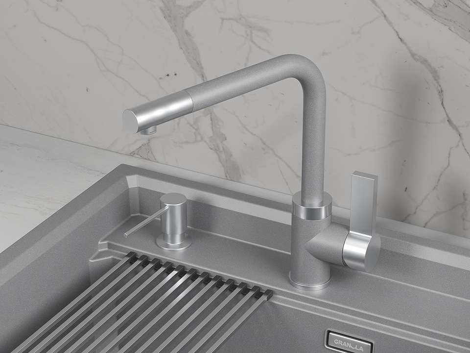 Фото Смеситель для кухни GRANULA 5504, АЛЮМИНИУМ