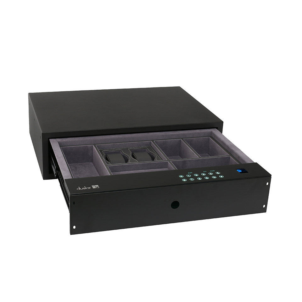 Фото Duslar Выдвижной сейф ENIGMA с органайзером для украшений и аксессуаров, ширина 564 мм, черный/антрацит