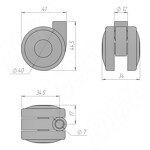 Превью картинка Robby ЭНИД Опора колесная D40 мм без стопора, прорезиненное колесо, черный, ENID (CST35 BLACK),  Мебельное колесо #4