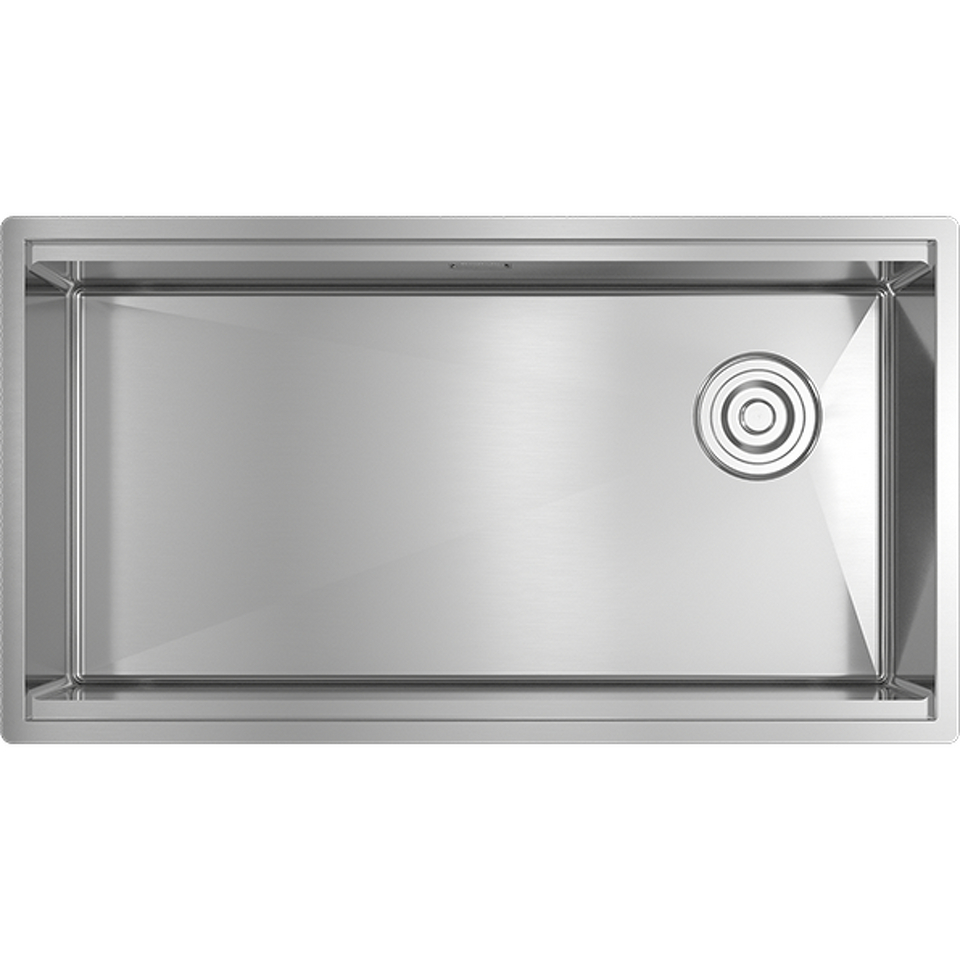 Фото Металлическая мойка Rivelato RINOX 8044 UN-R нерж.сталь 1 чаши 800*440*200 в комплекте (доска, коландер, рол мат)